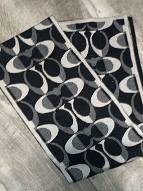 Coach Black & Gray Signature Jacquard Scarf